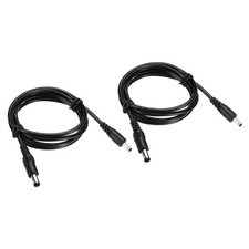 2Pcs DC 5.5x2.1mm Male to 3.5x1.35mm Male Extension Cable 100cm Cord Black picture