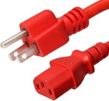 15 PACK LOT 6ft NEMA 5-15P - C13 Red Power Cord 18AWG 10A/1250W 125V 3-Prong 2M picture