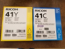 OEM Genuine Ricoh GC41Y Yellow GC41C Cyan  Cartridges OEM New Sealed Lot of 2 picture