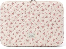 Quilted Padded Floral Laptop Sleeve for 13 Inch MacBook - Cute Puffy Case picture