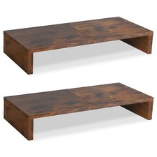 -Pack Monitor Stand Riser 20 inch, Wooden Tabletop Shelf, Brown. picture