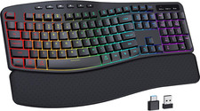 Wireless Ergonomic Keyboard, Backlit Keyboard Silent with 15 RGB Lighting Effect picture