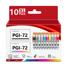 PGI-72 High Capacity Ink Cartridge (Total 10 Pack MBK/PBK/C/M/Y/PM/PC/R/GY/CO) picture