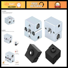 3D Printer Heater Block Upgrade Kit - Aluminium Heating Block & Silicone Socks ( picture