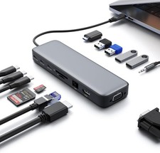 14 in 1 USB C Hub Laptop Docking Station Dual Monitor Multiport Adapter picture