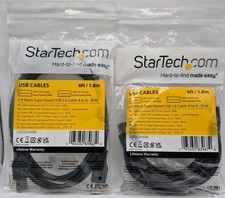Two 6ft StarTech SuperSpeed USB 3.0 Cable A to A - USB 3 A to USB 3 A USB3SAA6BK picture