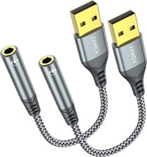 Jxmox USB to 3.5mm Audio Adapter (2-pack) - Usb-a to 3.5mm Trrs 4-pole Female Ex picture