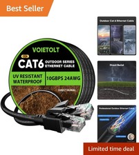 Durable Cat 6 Outdoor Ethernet Cable 50ft - 24AWG, Gold-Plated RJ45, 10Gbps picture
