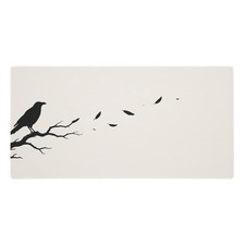 Minimalist Raven Crow Silhouette Gaming Mouse Pad XL Extended Desk Mat picture