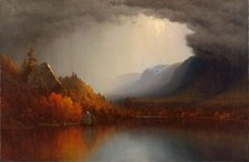 Landscape  lake trees mountain top fall nature painting Custom Gaming Mat Desk picture
