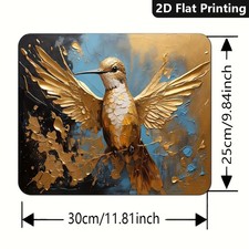 Abstract Artwork of a Golden Hummingbird, Single Piece, Mouse Pad Available in picture