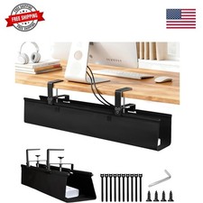 Under Desk Cable Management Tray - Heavy Duty No-Drill Clamp & Screw Mount, 2... picture