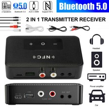 Bluetooth 5.0 Receiver Transmitter Wireless 3.5mm AUX NFC to 2 RCA Audio Adapter picture