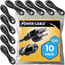 10 Pack 10FT 18AWG IEC C13 to NEMA 5-15P Power Cord 10A 125V picture