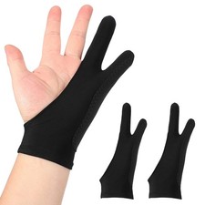 2pcs Artist Drawing Glove m Size 3-Layer 2-Fingers Graphics Painting Glove Black picture