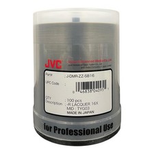 NEW SEALED JVC J-DMR-ZZ-SB16 100-Pack DVD-R 16X Shiny Silver Hard Coat Japan picture