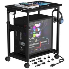 Snughome Extra-Large Computer Tower Stand with Charging Station, Adjustable PC picture