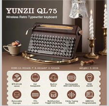 YUNZII QL75 Retro Typewriter Hot Swap RGB Keyboard Wood Onyx Switch picture