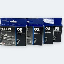 4 Genuine Epson 98 Black Ink High Capacity 02/2026 Sealed New picture