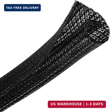 25ft - 3/4 inch Braided Cable Management Sleeve Cord Protector - Self-Wrapping S picture