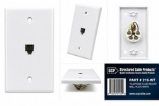 (10) PACK - Telephone Flush Mount Wall Plate RJ11 White New | SCP 219-WT picture