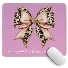 Pink Leopard Bow Pad,Coquette Pink Cheetah Bow Desk Pad,Girly Preppy Positive... picture