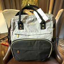 LOVEVOOK laptop Bag Backpack Gray/Black Striped, Adjustable Strap, Pockets picture