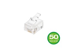 Monoprice 6P4C RJ11 Plug (50 Pieces/Pack) For Stranded Wire Round Phone Cables picture