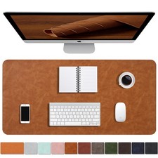 Distressed Leather Desk Mat - Non-Slip PU Leather Desk Pad Protector - Large ... picture