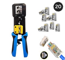 RJ45 Crimper Cat5 Cat6 Ethernet Crimping Tool with RJ45 Pass Through Connectors picture