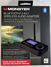 Monster Bluetooth 2 In 1 Wireless Audio Adapter - Black New Open Box picture