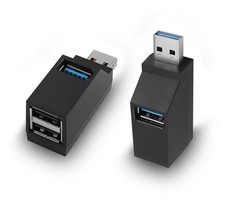 3 Ports USB Hub,USB Male to Female Expansion Adapter 2 Pcs 90 Degree Splitter... picture