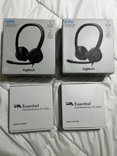 Lot of 4 USB Computer Headsets /Speakerphones Logitech H390 CA Essential SP-2000 picture