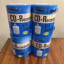 Lot Of 4 100 Pack Pengo CD-R 52X 700MB/80Min Recordable Carrying Case w/ Handle picture