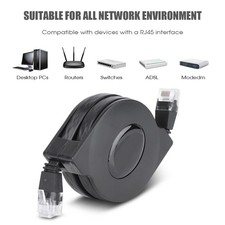 1pc New 1m/2m Adjustable Retractable CAT6 RJ45 Lan Network Cable Cord Black picture