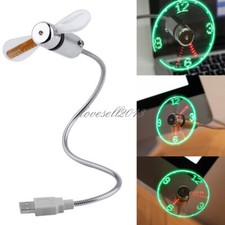 LED Fan Mini USB Clock Fan Powered Cooling Flashing Real Time Display Function picture