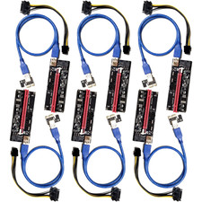 MintCell 6 Pack of V009S 6 PIN PCI-E Express 1X to 16X 60cm Riser GPU Mining picture