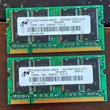Micron PC-2100 256MB (128 x 2) SO-DIMM 266 MHz DDR Memory (MT4VDDT1664HG-265C2) picture