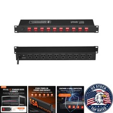 1U Horizontal PDU Power Strip, 10 Outlets, 15A Surge Protection & LED Switches picture
