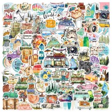 100 PCS Outdoor Camping Travel Stickers, Nature 2.5 - 3.6 inches, Travel-c15 picture