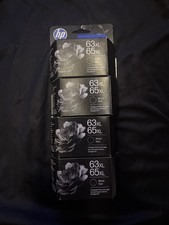 4 Pack Bundle Genuine HP 63XL 65XL Black Ink Cartridges - New - Jan 2028 picture