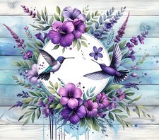 PURPLE HUMMINGBIRD MORNING GLORY FLORAL WATERCOLOR COMPUTER MOUSE PAD  9 x 7 picture
