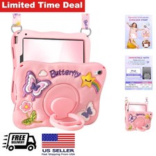 iPad Mini 7th 8.3 Inch Case Kawaii Butterfly Design Soft Silicone 360° Stand picture