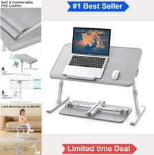 Non-Slip Leather Lap Desk 20.5x11.8 Adjustable Height Angle Laptop Bed Tray picture