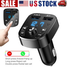 2PCS Bluetooth 5.0 Car Wireless FM Transmitter Adapter 2USB PD Charger AUX Hands picture