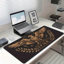 1pc Large Gaming Mouse - SPQR Roman & Laurel Leaf Pattern in Golden & Brown - picture