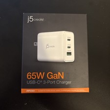 J5 CREATE 65W GAN USB-C-3 PORT, PLUG IN CHARGER NIB (C2 picture