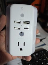 Addtam AD45C Surge Protector Outlet Extender Night Light 5-Outlet 4 USB White picture
