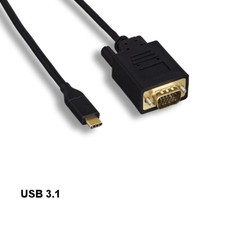 10x 10ft USB 3.1 TypeC to VGA HD15 Cable 1920x1200 for PC Smartphone TV Laptop picture