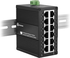 Industrial 12 Port Gigabit PoE Switch, DC 12-48V to 48V PoE Boost 360W IP40 picture
